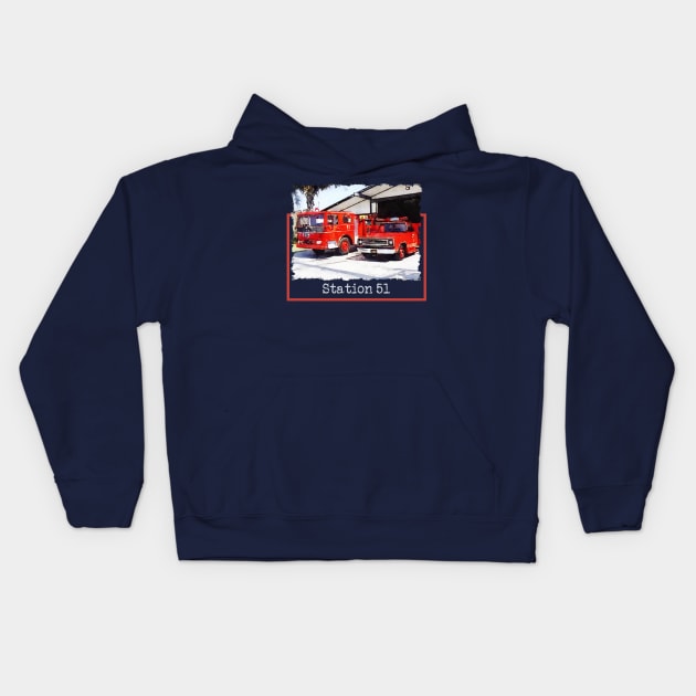 Station 51 Fire Department Kids Hoodie by Neicey